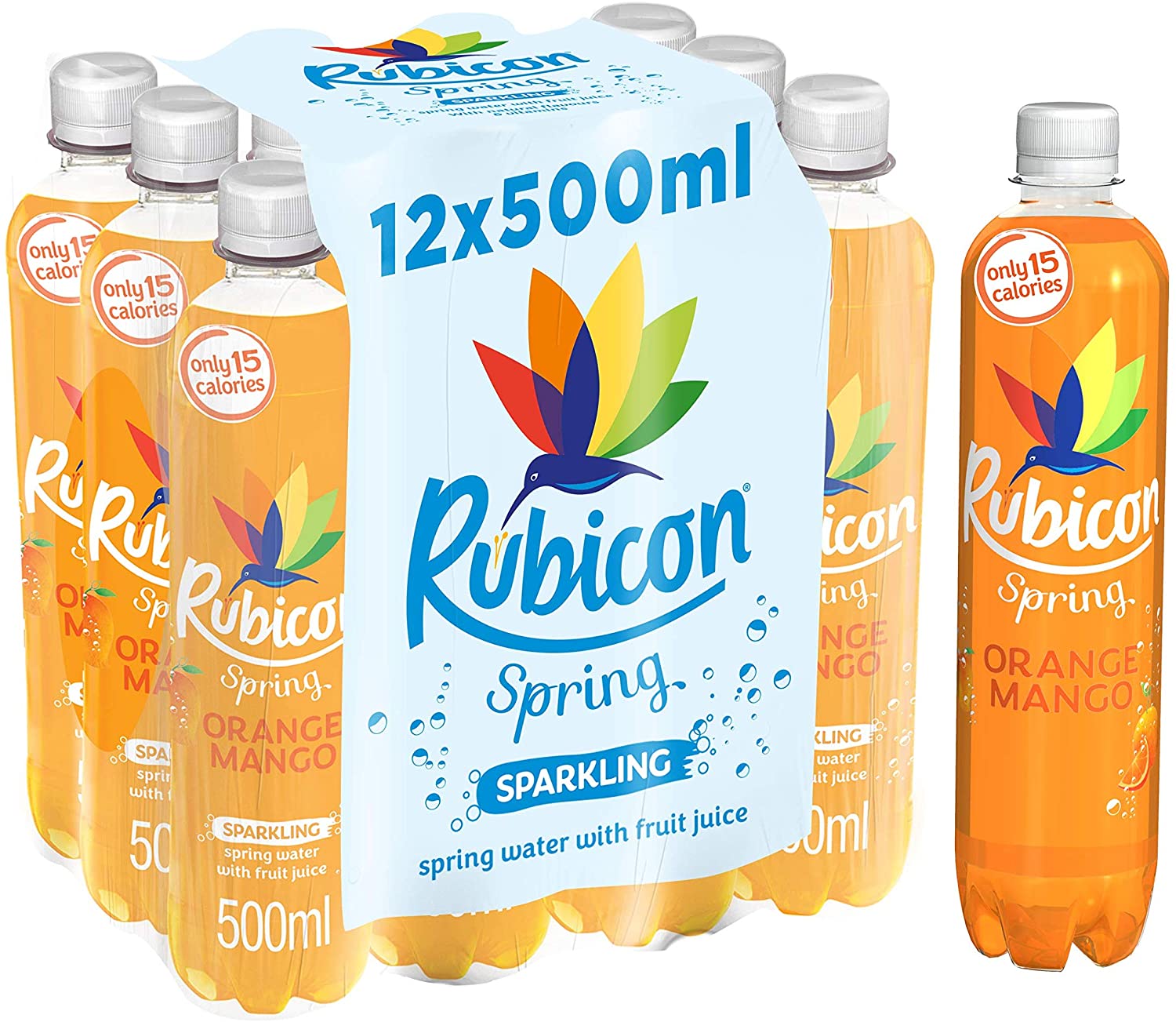 81ttZvwrecL._AC_SL1500.jpg Rubicon Spring Orange Mango Flavoured Sparkling Spring Water Pack of 12x500ml - Image 1