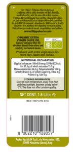 Filippo Berio Organic Extra Virgin Olive Oil, 2 * 1.5L - Image 2