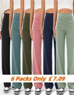 💖Christmas promotion💖High-waisted, button-down, multi-pocket straight-leg casual pants