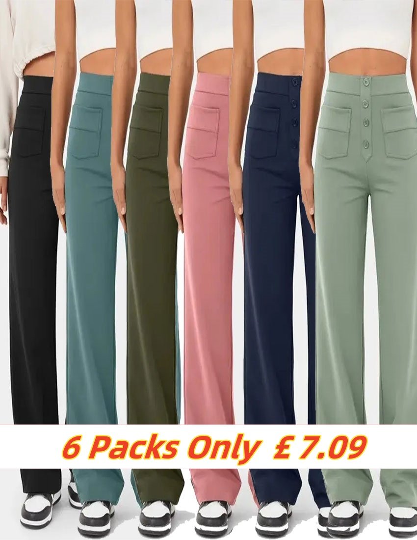 23456 💖Christmas promotion💖High-waisted, button-down, multi-pocket straight-leg casual pants - Image 1