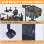 5-Tier Kitchen Metal Rolling Utility Cart Multi-Functional Storage Trolley - Image 4