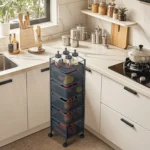 5-Tier Kitchen Metal Rolling Utility Cart Multi-Functional Storage Trolley - Image 7
