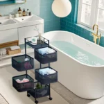 5-Tier Kitchen Metal Rolling Utility Cart Multi-Functional Storage Trolley - Image 8