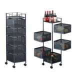 5-Tier Kitchen Metal Rolling Utility Cart Multi-Functional Storage Trolley